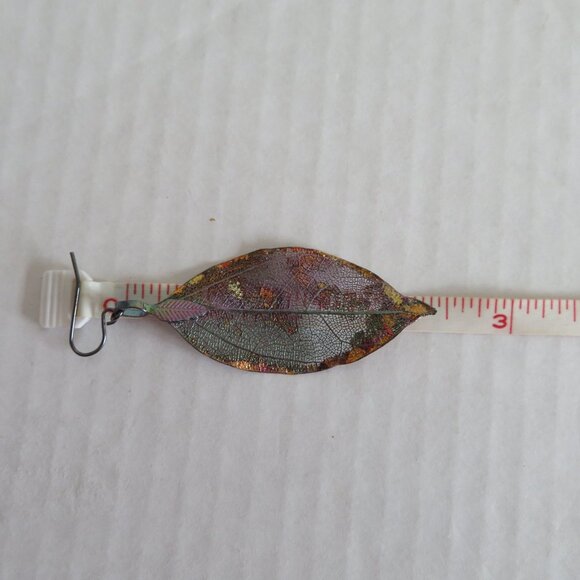 Urban Rose - Gorgeous & Unique Real Leaf Earrings - Gilded, Iridescent NWOT - Picture 6 of 6